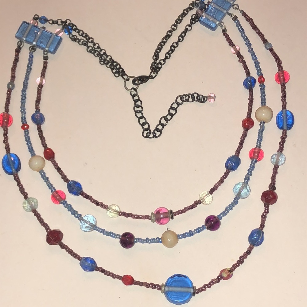 Multicolor Beaded Boho Multi Strand Necklace - image 1